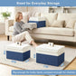 Large 22 Quart Linen Fabric Foldable Storage Bin Cube Organizer Basket with Flip (4 Count)