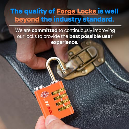Dual-Opening: Key or Combination Access Lock, TSA Approved Locks for Luggage, Pelican case, Travel, Gym, School, Stainless Steel Shackle.(Orange, 2 Pk) (2 Count)