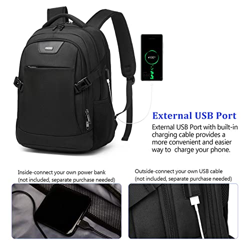 Travel Work Laptop Backpack With USB Charging Charger Port Fits 15.6 Inch Notebook Business Anti Theft College Computer Bag Back Pack for Women Men with Rain Cover