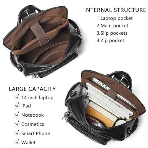 Vegan Leather Laptop Backpack for Women 15.6 inch Work Backpack Fashion Travel Backpack Purse for Business College