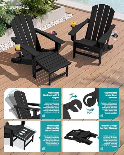 HDPE Folding Adjustable Adirondack Chair with Footrest