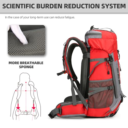 60L Hiking Backpack for Men and Women Lightweight Camping Hiking Backpack with Rain Cover Large Waterproof Travel Backpack Backpacking Pack