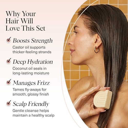 Castor Oil Shampoo Bar & Coconut Oil Conditioner Bar (5.9 Ounce)
