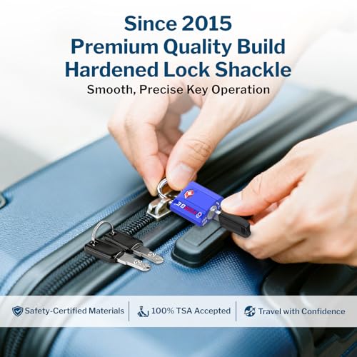 Small Size TSA Approved Luggage Locks. Key Locks for Travel. Ultra Secure Dimple Key Travel Locks Alloy Body Luggage Locks. 4 Color Pack. (4 Count)