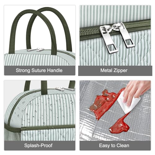 Lunch Bag Lunch Box for Women Adult Men Insulated Quilted Reusable Large Lunch Tote Bag Leakproof Simple Cooler Bag for Work Office Picnic Beach or Travel