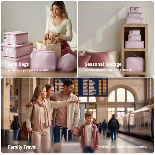 Travel Packing Cubes for Women 5 Set Mauve Pink