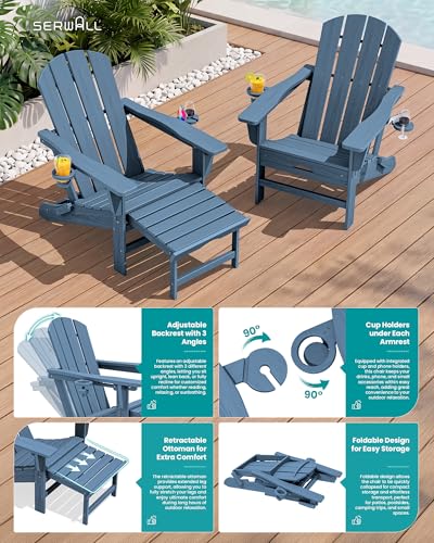 HDPE Folding Adjustable Adirondack Chair with Footrest