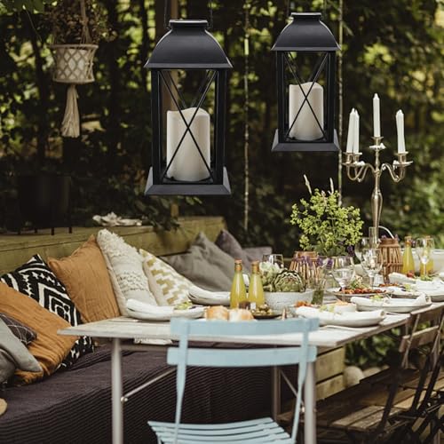 Solar Lanterns Outdoor Waterproof 2 Pack 12 Inch Solar Light with Candles (2 Count)