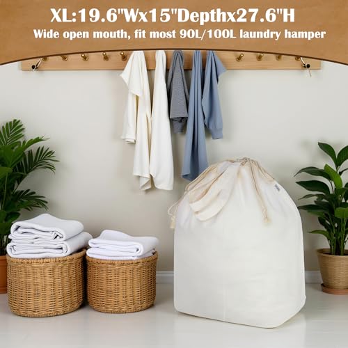 Canvas Laundry Bags with Handles & Rectangular Base 20"Wx15"Dx27.6"H 2 Pack