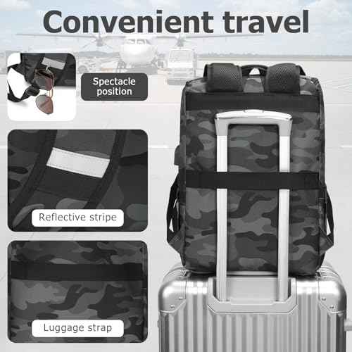 Vintage Backpack Travel Laptop Backpack with usb Charging Port for Women & Men College Backpack Fits 15.6 Inch Laptop Camouflage Gray