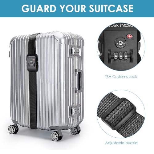 2 Pack Luggage Straps for Suitcases with TSA Lock