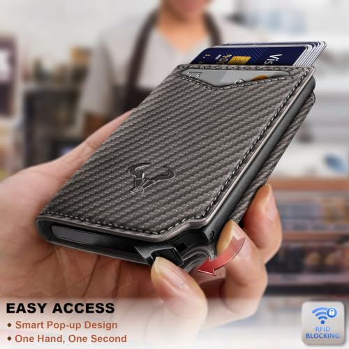 Men Slim Leather Wallet Metal Case Money Clip