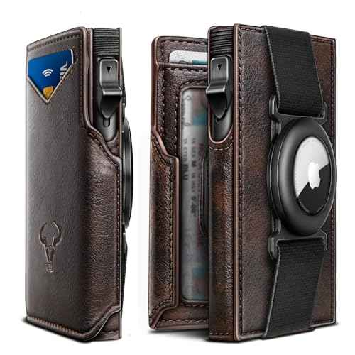 Men Airtag Leather Wallet Metal Case Money Clip