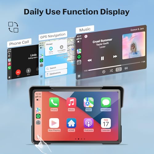 7 Inch Wireless Motorcycle Carplay GPS Navigation System with Apple Carplay and Android Auto Portable Screen with Dual Bluetooth
