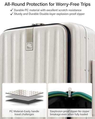 20 Inch Carry On Luggage with Wheels PC Hard Shell Suitcase Top Opening Aluminum Frame Travel Luggage Suitcases for Woman Men Gifts