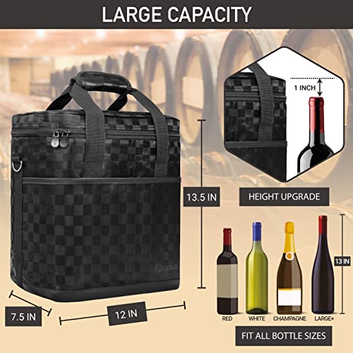 Insulated Wine Cooler Bag Leakproof 6 Bottle Tote Carrier