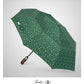 Folding Umbrella Real Wood Handle Maple Leaves Dark Green