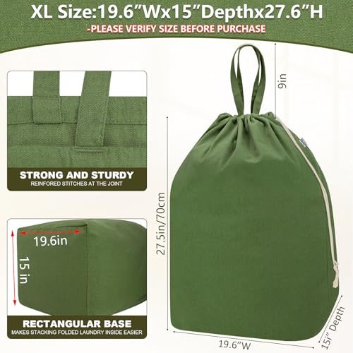 Canvas Laundry Bags with Handles & Rectangular Base