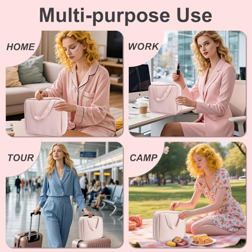 Travel Makeup Bag with LED Lighted Detachable Mirror