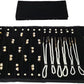 Velvet Travel Jewelry Case Roll Bag Organizer for Necklace Bracelet Earrings Ring (Black) (Black(2+6+6))