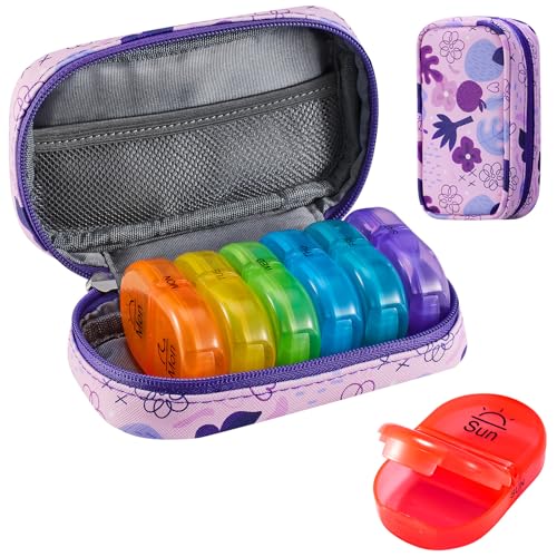 Weekly Travel Pill Organizer 2 Times a Day AM PM Rainbow Pill Box