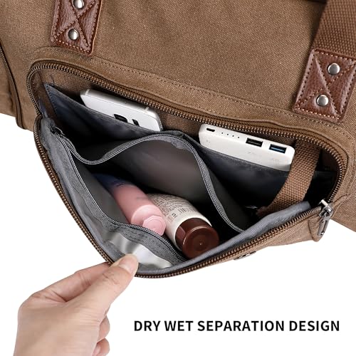 Canvas Duffle Bag for Men Expandable Convertible Travel Gym Duffel