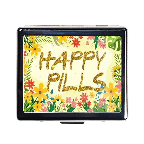 Silver Vintage Pill Box 7 Day Metal Pill Box with Mirror and 8 Compartments Cute Travel Pill Organizer for Purse (8 Count)