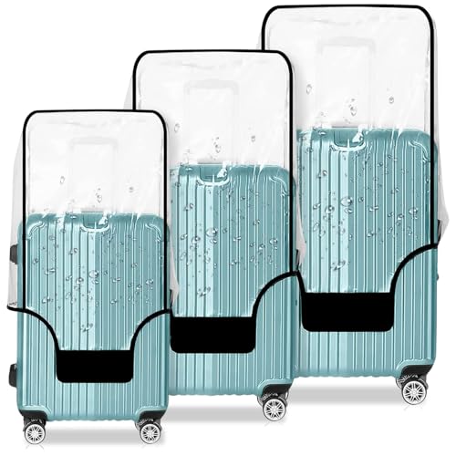 3-Piece Set (20/24/28 Inch) Clear Suitcase Cover (Black Trim) (3 Count)