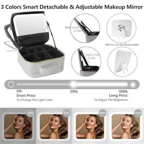Travel Makeup Bag Cosmetic Bag Makeup Organizer Bag with Lighted Mirror