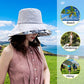 Women Floral Reversible Wide Brim Sun Hats Summer UV Protection Hiking Fishing Hat Wired Edge Beach Garden Lawn Work Cap Chin Strap