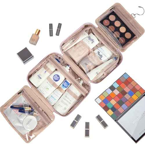Travel Toiletry Bag for Women Hanging Organizer Makeup Case Pockets