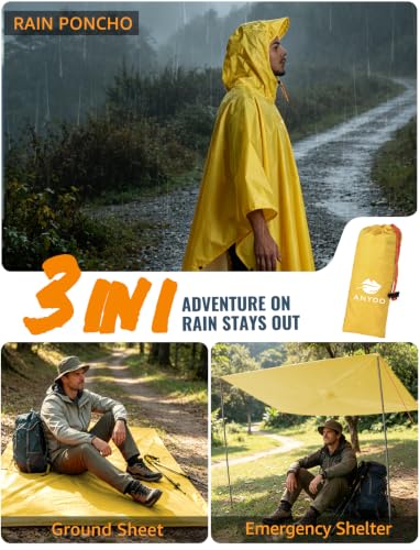Hooded Rain Poncho for Adult Waterproof Lightweight Raincoat