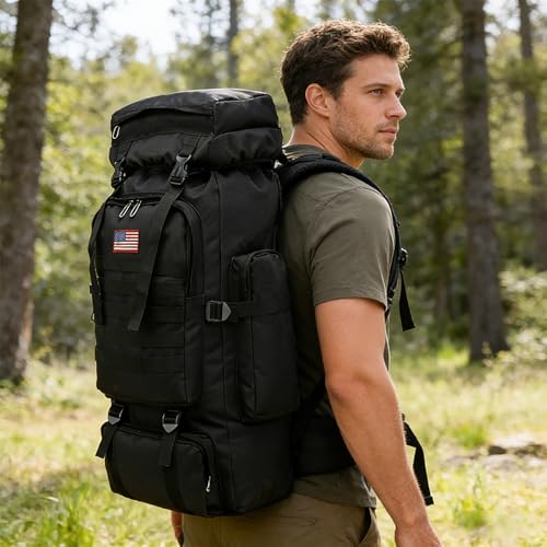 80L 2 pack Hiking Backpack for Men with Sling Tactical Backpack (2 Count)