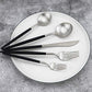 20-Piece 18/10 Stainless Steel Flatware Silverware, Luxury Dinnerware Set Travel Cutlery Tableware Include Knife Fork Spoon Service for 4, Dishwasher Safe (Black Handle Matte Silver) (4 Count)