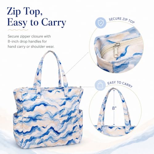 Beach Bag Waterproof Sandproof Women Beach Tote Pool Bag with Zipper for Gym Grocery Travel with Wet Pocket