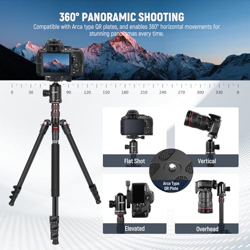77 Inch Camera Tripod Monopod for DSLR & Phone