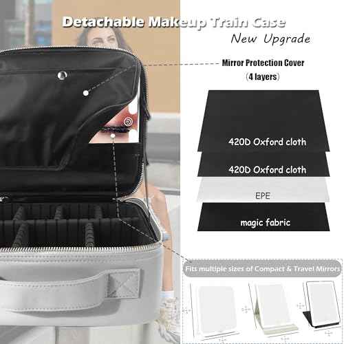 Travel Makeup Bag Cosmetic Bag Makeup Organizer Bag with Lighted Mirror