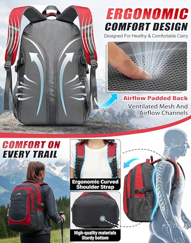 Backpack Bookbag for College Sturdy Travel Business Hiking Fit Laptop Up to 15.6 Inch Multi Compartment Gifts for Men Women Night Light Reflective