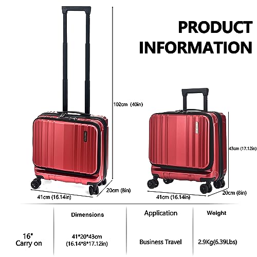 16" Carry on Luggage with 2 Laptop Compartments