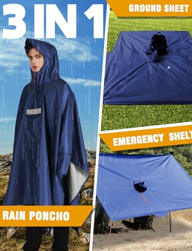 Hooded Rain Poncho for Adult Waterproof Lightweight Raincoat