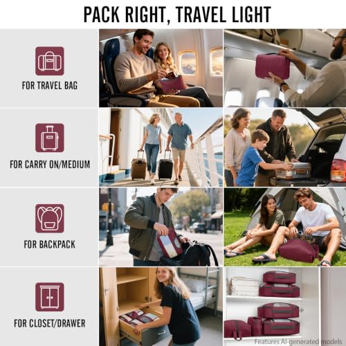 10 Set Packing Cubes for Travel Essentials (10 Count)