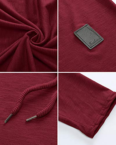 Mens Fashion Athletic Hoodies Sport Sweatshirt Solid Color Fleece Pullover Red