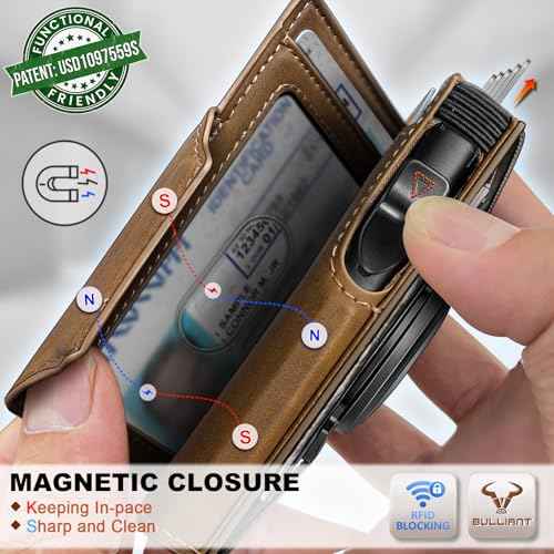 Men Airtag Leather Wallet Metal Case Money Clip (8 Count)