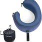 C CUSHION LAB Travel Pillow, Award-Winning Patented Ergonomic Design for Chin & Neck Support Memory Foam Neck Pillow, Compact Airplane Pillow for Traveling, Flight, Car (Navy, Medium)