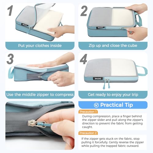 6 Set Ultralight Compression Packing Cubes Packing Organizer for Travel Accessories Luggage Suitcase Backpack (6 Count)
