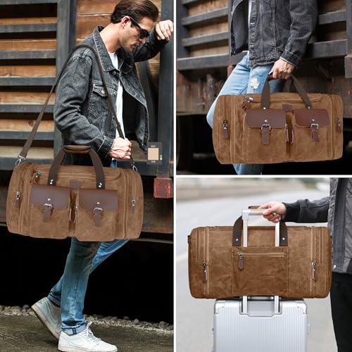 Waxed Canvas Duffle Bag for Men