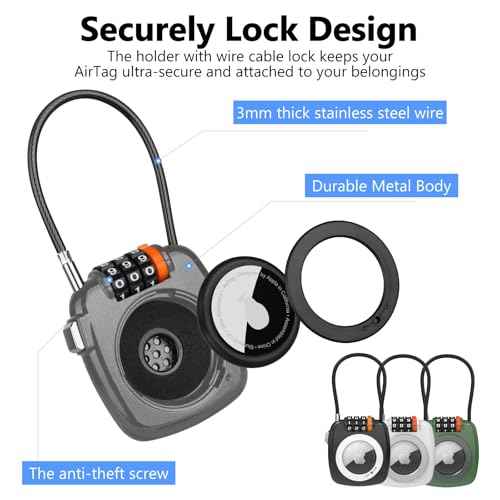 Compatible with Apple AirTag Secure Lock with Wire Cable