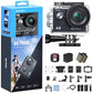 EK7000 4K30FPS 20MP WiFi Action Camera with EIS Ultra HD 131FT Waterproof Underwater Camera Remote Control 4X Zoom Support External Microphone Black