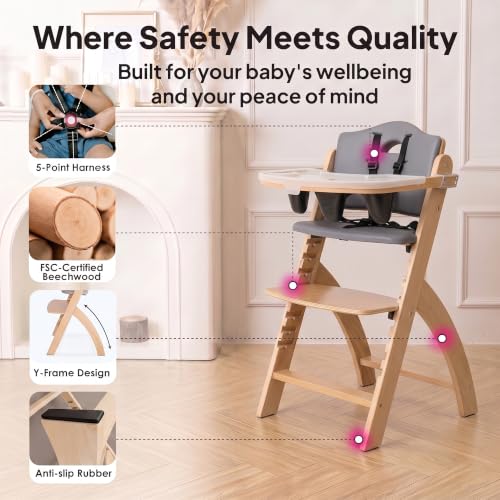 Beyond Junior Convertible Wooden High Chair with Removable Tray