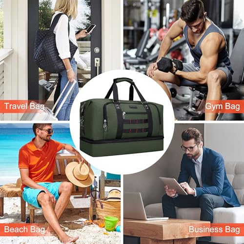Nylon Duffle Bag for Men 50L with Toiletry Bag Sets Overnight Bag (2 Count)